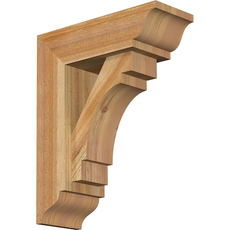 Ekena Millwork Merced Traditional Rough Sawn Bracket w/ Offset Brace, Western Red Cedar, 6"W x 16"D x 20"H BKT0604X16X20MRC01RWR